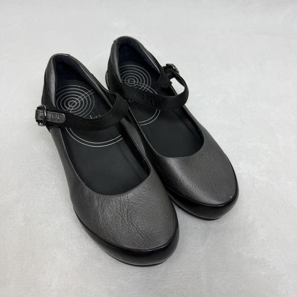 Dansko Shoes Womens Size 9 Gray Leather Mary Jane Flats Buckle Strap Comfort